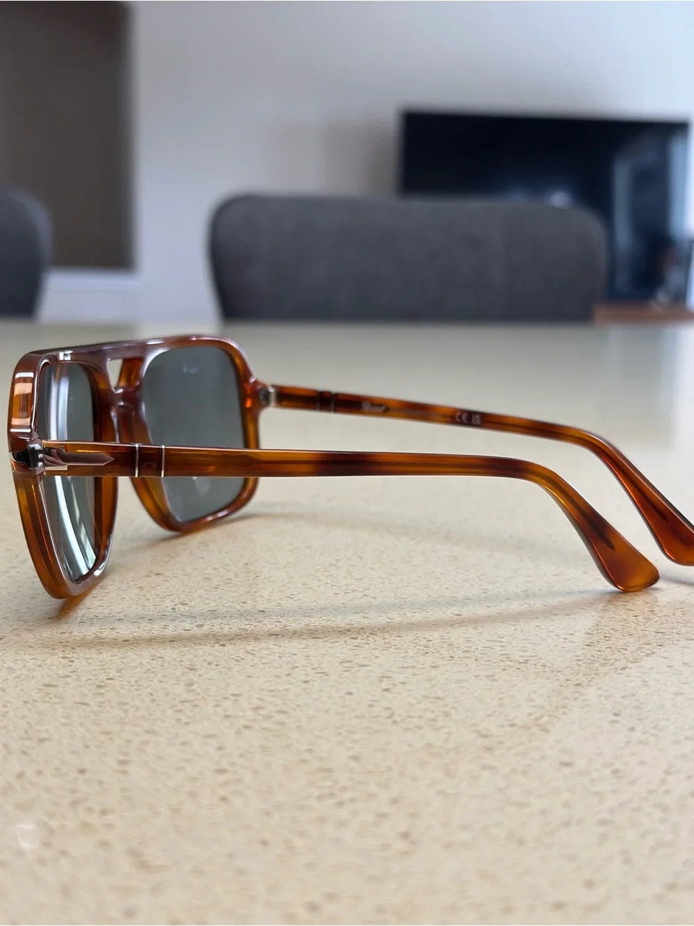Persol Brown Tortoiseshell Frame Sunglasses with Gray Lenses